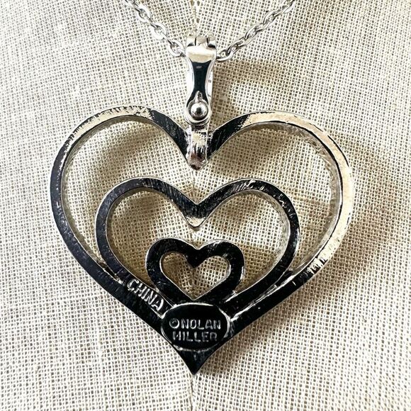 Nolan Miller Triple Heart Rhinestone Pendant Necklace - Picture 4 of 9